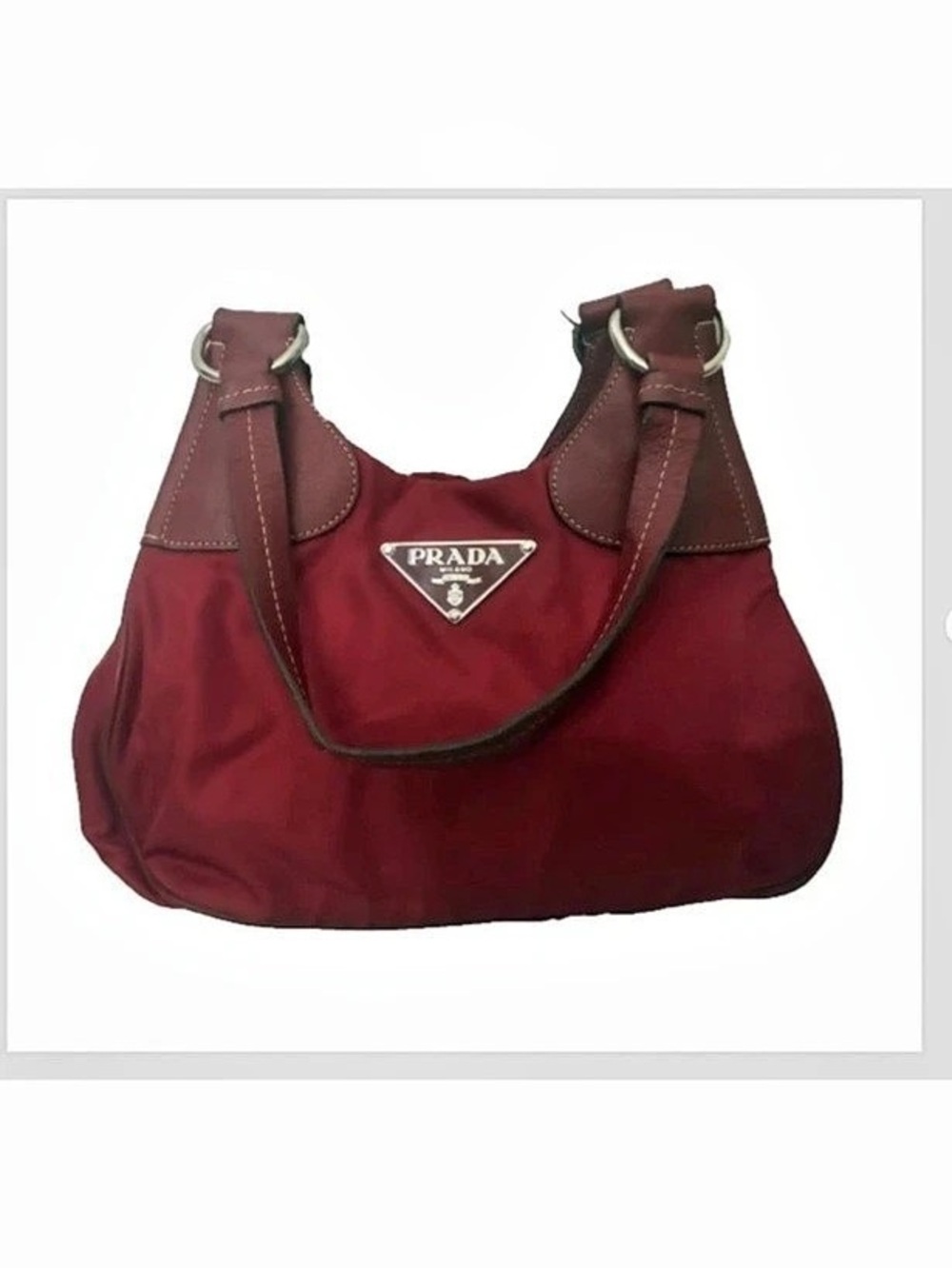 Perfect Prada Tessuto Nylon Hobo Shoulder Bag Red/Burgundy